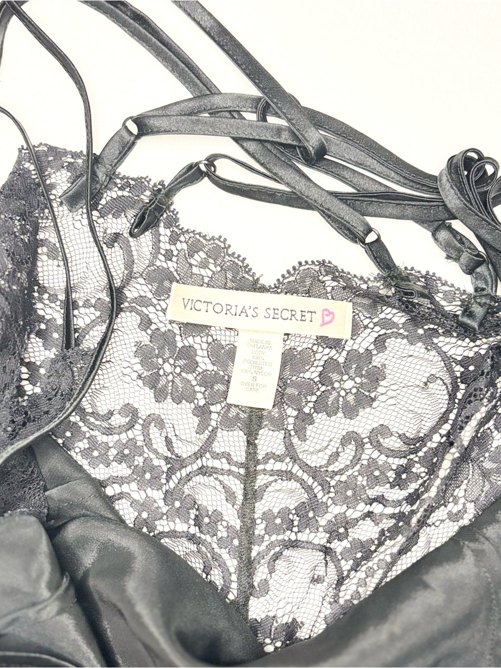 Victoria’s Secret Black Satin Lace-Trim Slip Nightdress Size S - Picture 2 of 7